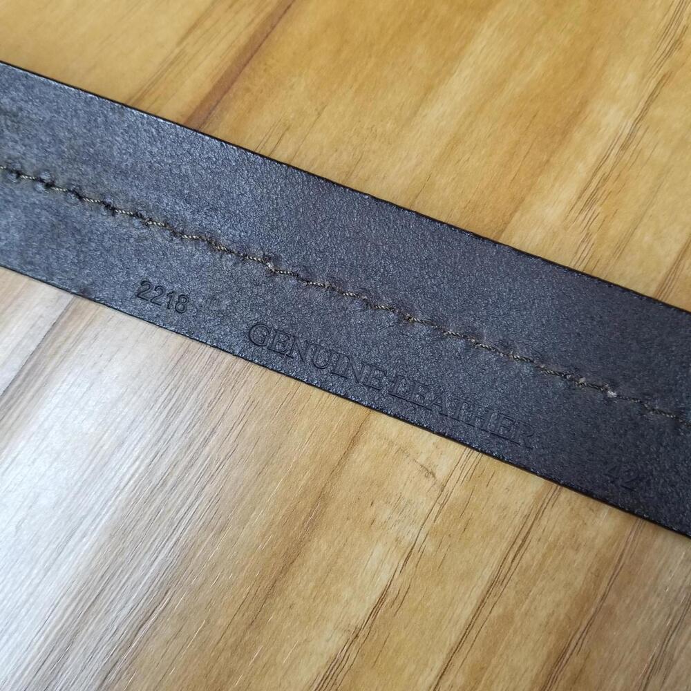 Men's Thick Stitched Genuine Leather Belt Brown 42 Fits 41"- 44" - Picture 10 of 11